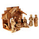 Stable with Nativity Scene set, 12 figurines of 14 cm, olivewood, 20x30x15 cm s3