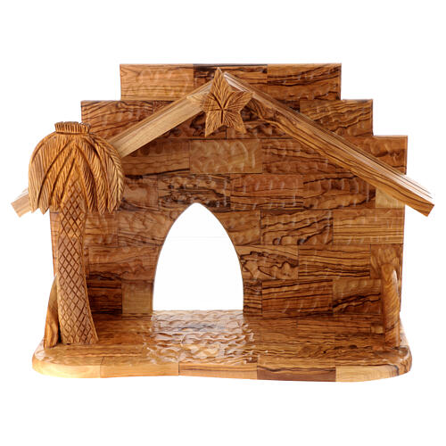 Capanna presepe completo 12 statue ulivo Gerusalemme 14 cm 20x30x15 cm 5