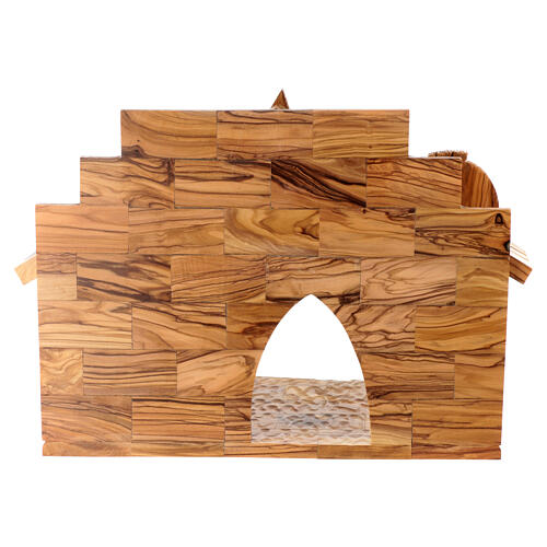 Capanna presepe completo 12 statue ulivo Gerusalemme 14 cm 20x30x15 cm 6