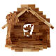 Stable with Nativity Scene set, 11 figurines of 10 cm and cut-out angel, olivewood, 20x25x15 cm s5