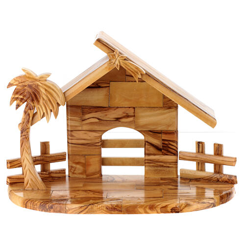 Stable with 8 cm Nativity Scene set, 11 characters, Bethlehem olivewood, 20x25x10 cm 5