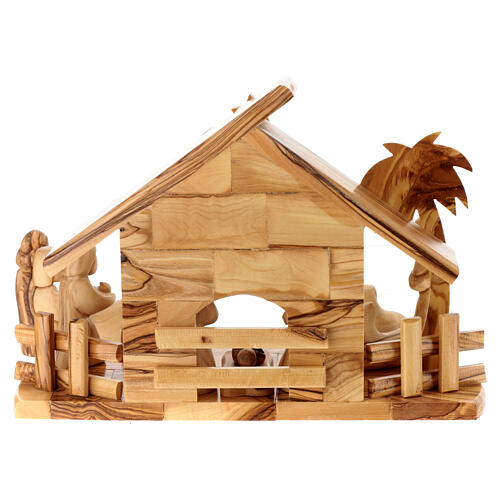 Stable with 8 cm Nativity Scene set, 11 characters, Bethlehem olivewood, 20x25x10 cm 6