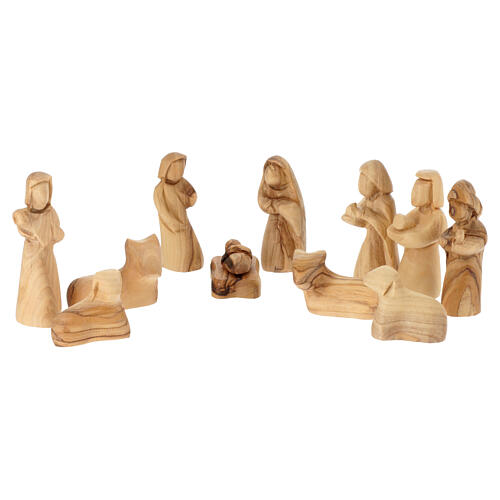 Capanna presepe 8 cm 11 personaggi ulivo Betlemme 20x25x10 cm 2