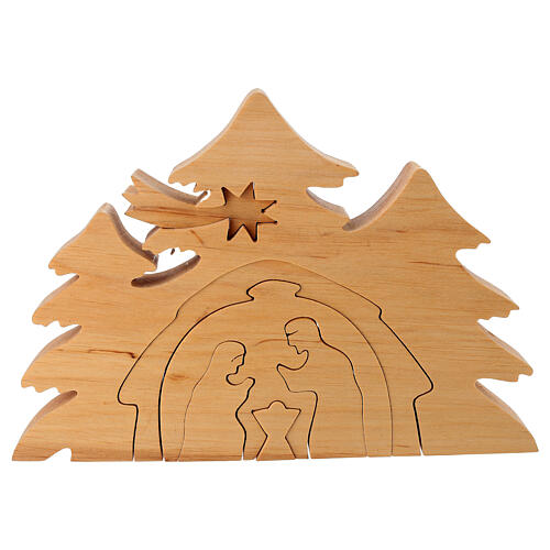 Crèche en bois Val Gardena emboîtable 14x20 cm 5