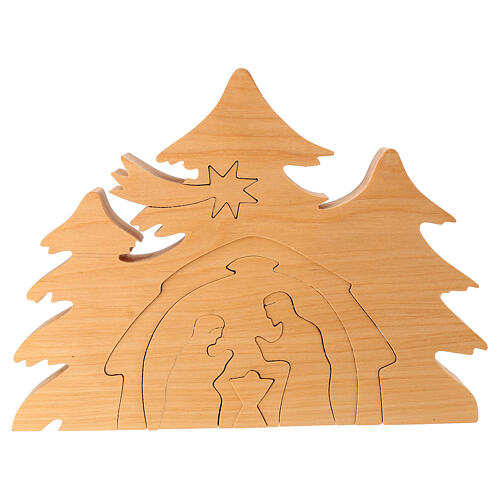Wooden Nativity puzzle, Val Gardena, 7x9 in 1