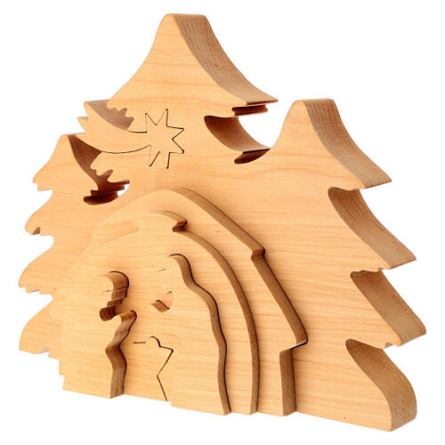 Crèche Val Gardena nativité bois emboîtable 18x24 cm 3