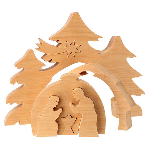 Presepe Val Gardena natività incastro legno 18x24 cm 2