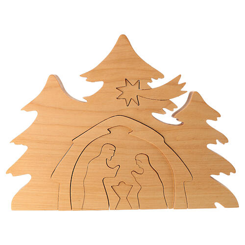 Presepe Val Gardena natività incastro legno 18x24 cm 5