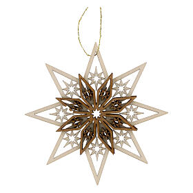 Adorno madera Val Gardena estrella tres capas 8 cm