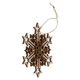 Adorno madera Val Gardena copo de nieve tres capas 9 cm