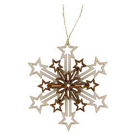 Snowflake Three Layers Decoration Val Gardena Wood, 9 cm