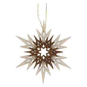 Adorno madera Val Gardena cristal hielo tres capas 8 cm