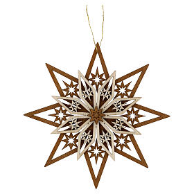 Decoración madera Val Gardena estrella cinco capas 13 cm