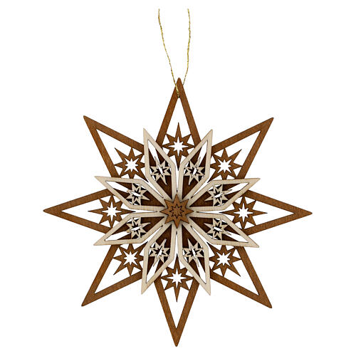 Decoración madera Val Gardena estrella cinco capas 13 cm 1