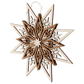 Val Gardena wooden decoration, five-layer star, 7 in