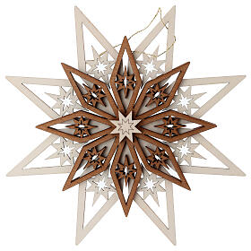 Addobbo stella legno Val Gardena cinque strati 18 cm