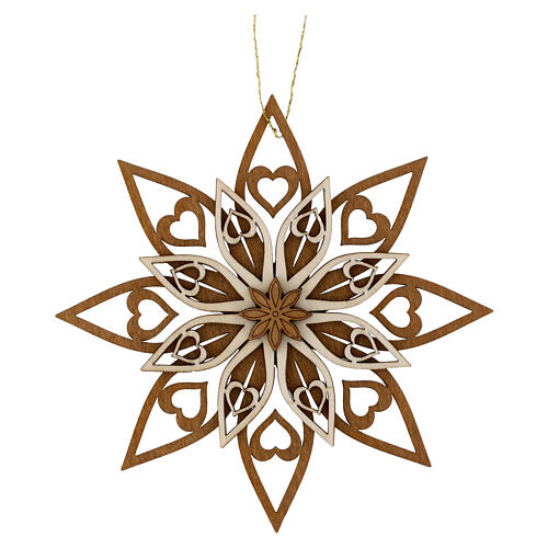 Val Gardena wooden decoration, five-layer star, 5 in 1