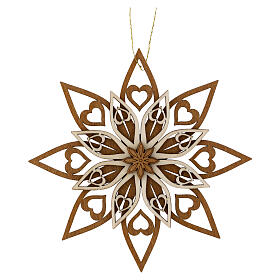 Decoración madera Val Gardena estrella cinco capas 13 cm