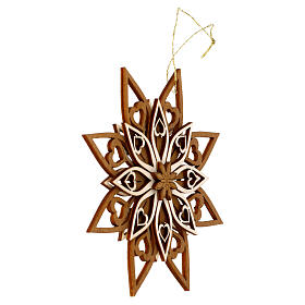 Addobbo legno Val Gardena stella cinque strati 13 cm
