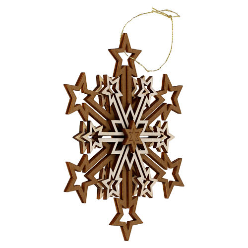 Val Gardena wooden ornament, five-layer snowflake, 5 in 2