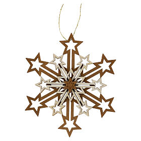 Wooden Val Gardena Snowflake Ornament Five Layers 13 cm