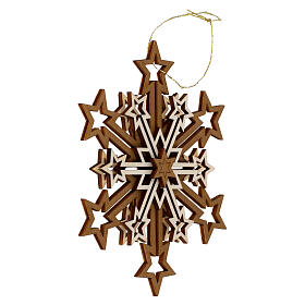 Wooden Val Gardena Snowflake Ornament Five Layers 13 cm