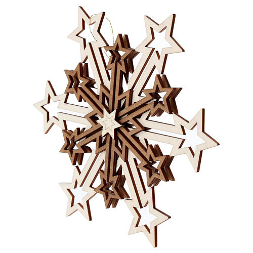Holzanhänger, Grödnertal – fünfteilige Schneeflocke mit Sternspitzen, 19 cm 2