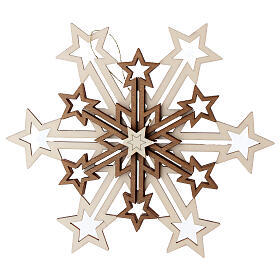 Val Gardena wooden ornament, snowflake with five layers, 7.5 in