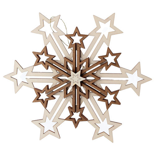 Addobbo legno Val Gardena fiocco di neve cinque strati 19 cm 1
