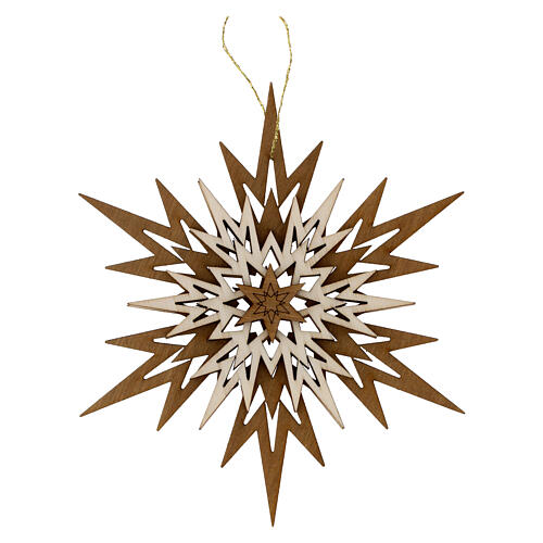 Addobbo legno Val Gardena cristallo ghiaccio cinque strati 13 cm 1
