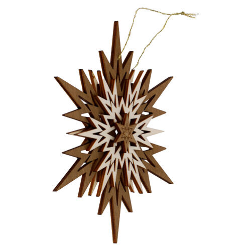 Ozdoba choinkowa z drewna Val Gardena – lodowy kryształ, pięć warstw, 13 cm 2