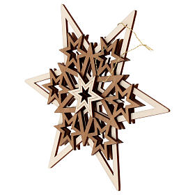 Val Gardena wood ornament, six-pointed star, five layers, 7 in