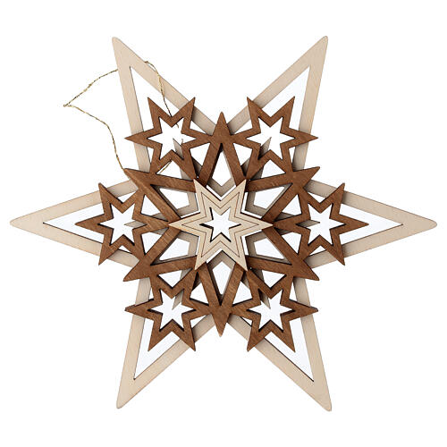 Val Gardena wood ornament, six-pointed star, five layers, 7 in 1