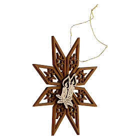 Val Gardena wooden decoration, candles on star, 4 in