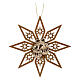Wooden Val Gardena Star with Christmas Ornament, 11 cm s1