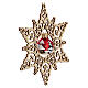 Estrella madera haya 14 cm adorno navideño con bola vidrio rojo opaco Val Gardena s2