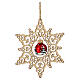 Beech Wood Star Christmas Ornament with Red Matte Glass Ball Val Gardena 14 cm s3