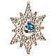 Addobbo pallina vetro azzurro opaco con stella traforata legno faggio 14 cm Val Gardena s2