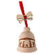 Adorno árbol campana 6 cm Natividad madera haya Val Gardena s1