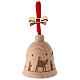 Addobbo albero campana 8 cm pattern natività legno faggio Val Gardena  s2