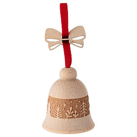 Weihnachtsbaum-Anhänger – Glocke mit Waldmotiv, 6 cm, Buchenholz, Grödnertal