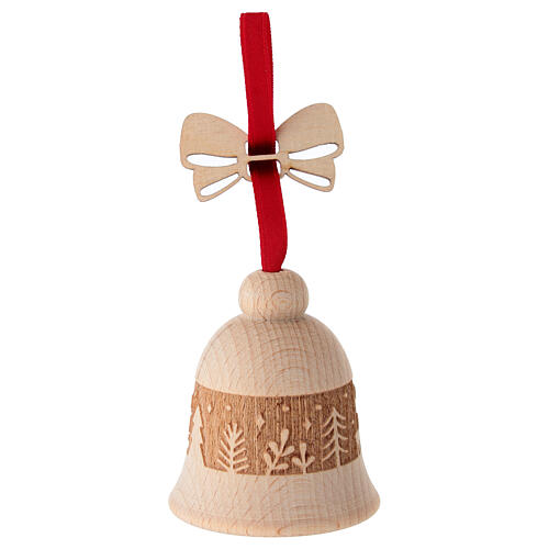 Weihnachtsbaum-Anhänger – Glocke mit Waldmotiv, 6 cm, Buchenholz, Grödnertal 2