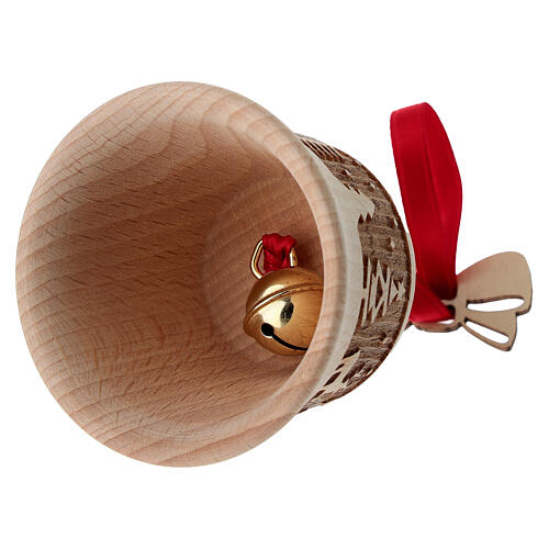 Addobbo Val Gardena per albero campana bosco 8 cm legno di faggio 3