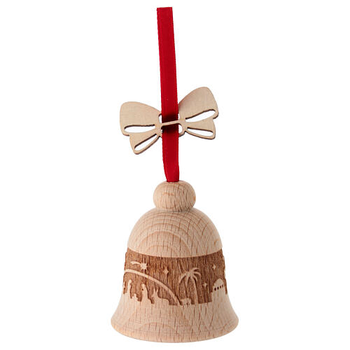 Décoration sapin clochette crèche 6 cm bois de hêtre Val Gardena 2