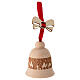 Beech wood Christmas tree bell ornament Val Gardena 6 cm s1