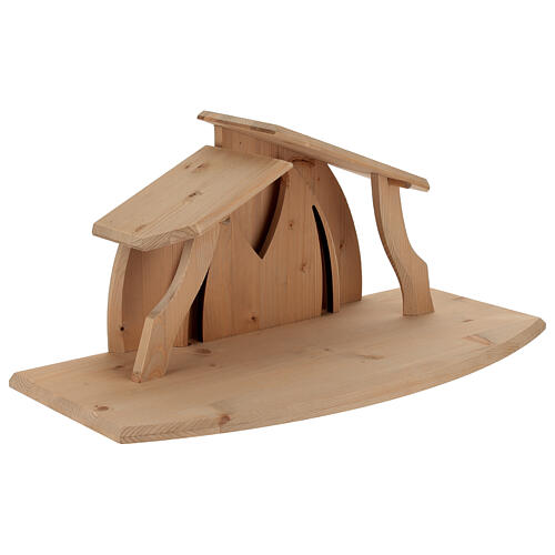 Stall Altea aus Naturholz – für 13 cm Krippe, Grödnertal 3