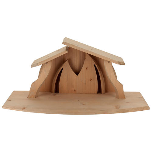 Natural wood Altea stable for 13 cm Val Gardena Nativity Scene 1
