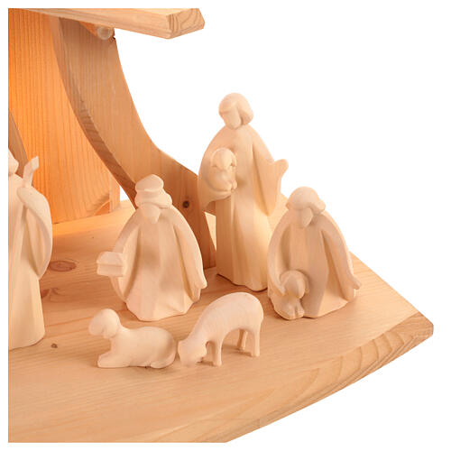 Complete Aram Nativity Scene with LED-lit Val Gardena wooden stable 30x30x60cm, 13 cm characters 4