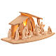 Complete Aram Nativity Scene with LED-lit Val Gardena wooden stable 30x30x60cm, 13 cm characters s6