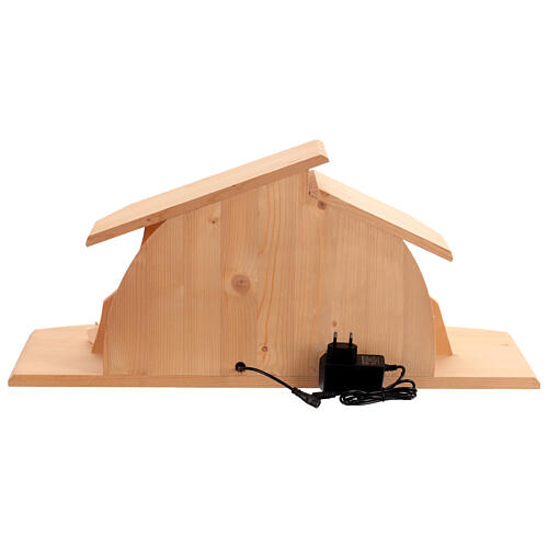 Crèche complète Aram bois Valgardena cabane LED 30x30x60cm crèche 13 cm 7